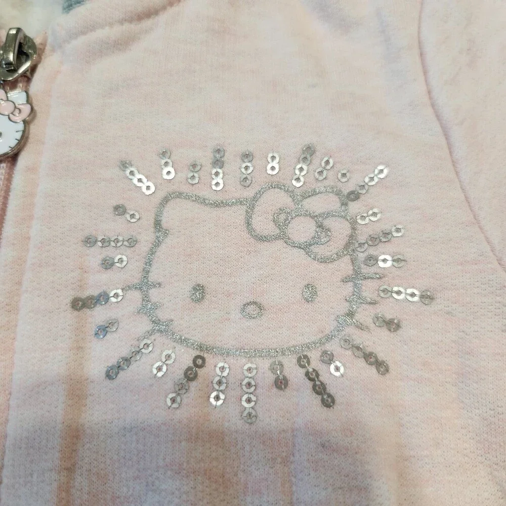 Hello Kitty toddler girls lightweight full zip jacket pink gray size 4